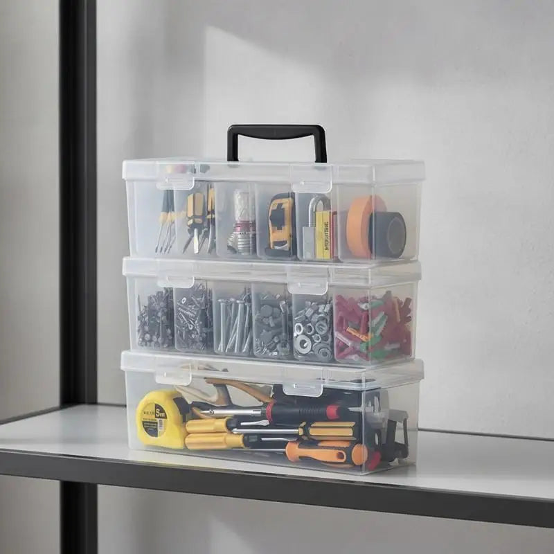 7-Piece Clear Multi-Compartment Tool Storage Organizer Set Tool Storage Organizer QXL