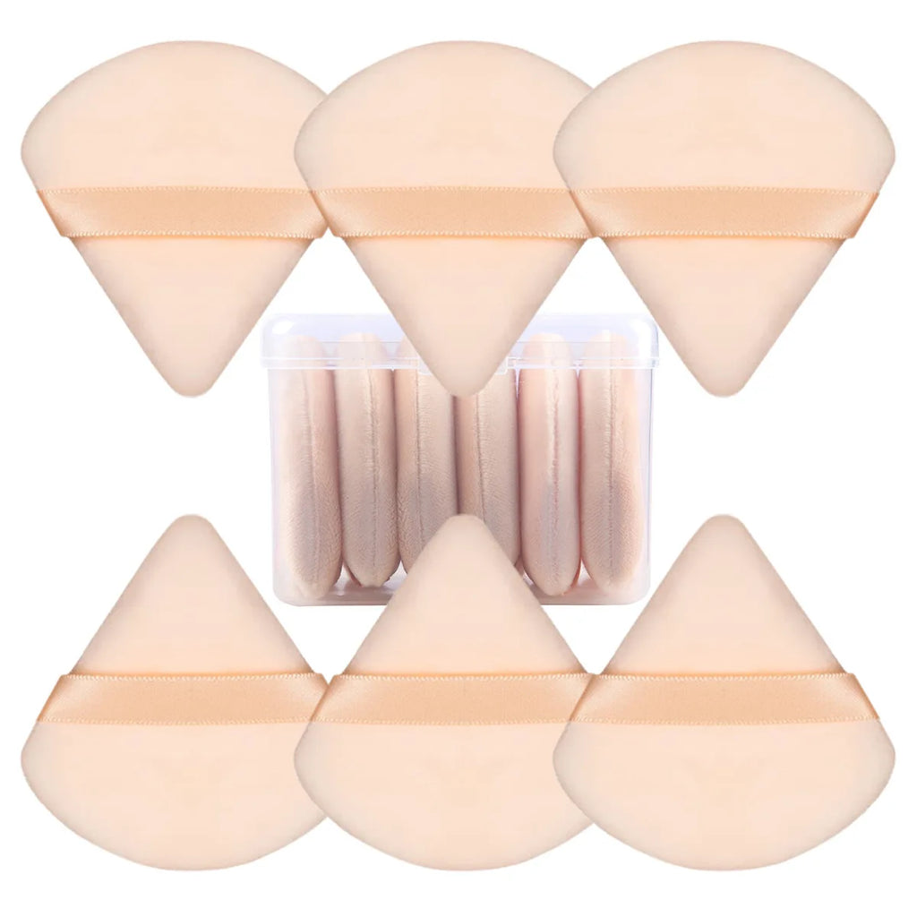 6-Pack Triangle Flocking Powder Puff Set | Dry & Wet Sponge Makeup Powder Puff Set QXL 6 pieces