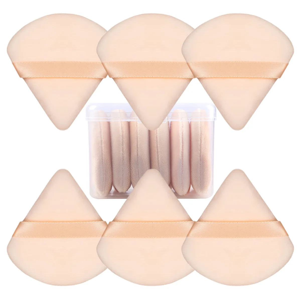6-Pack Triangle Flocking Powder Puff Set | Dry & Wet Sponge Makeup Powder Puff Set QXL 6 pieces