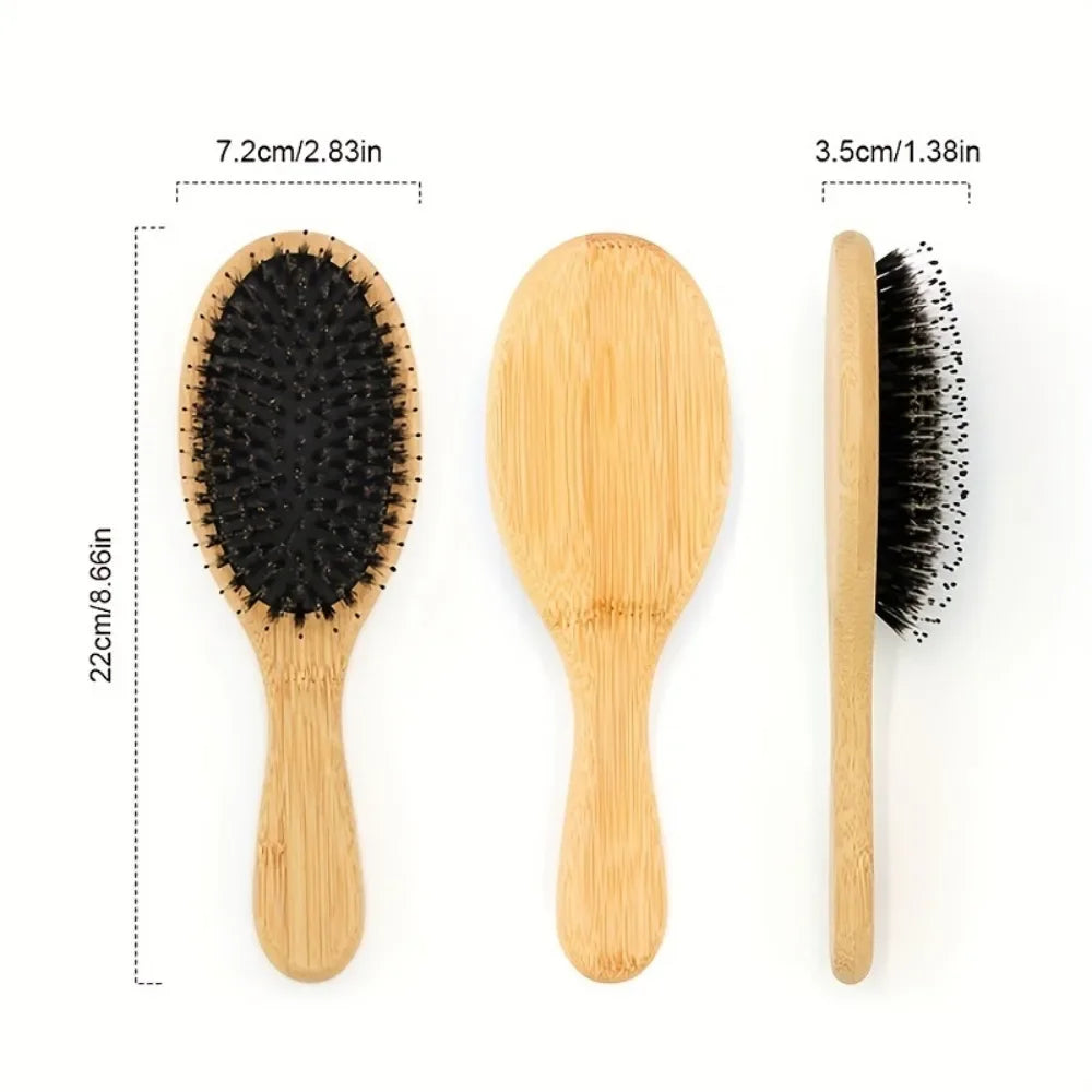 Boar Bristle Bamboo Paddle Hair Brush | Detangle & Scalp Massage Paddle Hair Brush QXL