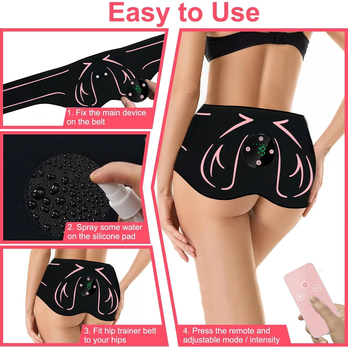 EMS Hip Massager & Glute Trainer | Rechargeable Muscle Toner EMS Muscle Toner QXL