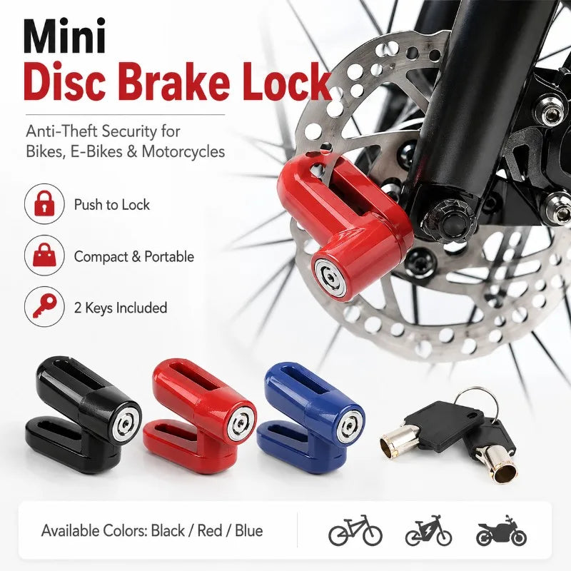 Mini Disc Brake Lock for Bike, E-Bike & Scooter | 2 Keys Disc Brake Lock QXL