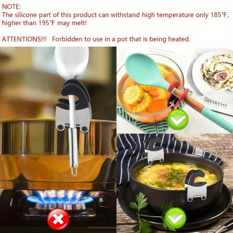 Stainless Steel Pot Side Spoon Clamp | Anti-Scald Kitchen Clip Utensil Pot Clip QXL