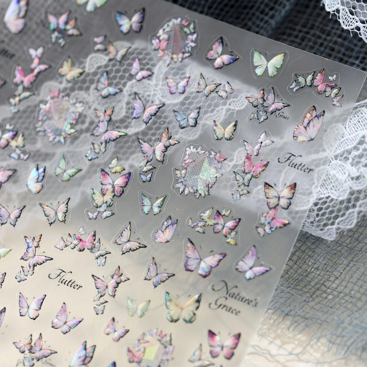 5D Holographic Butterfly Nail Art Stickers | Laser Decals DIY Nail Art Stickers QXL