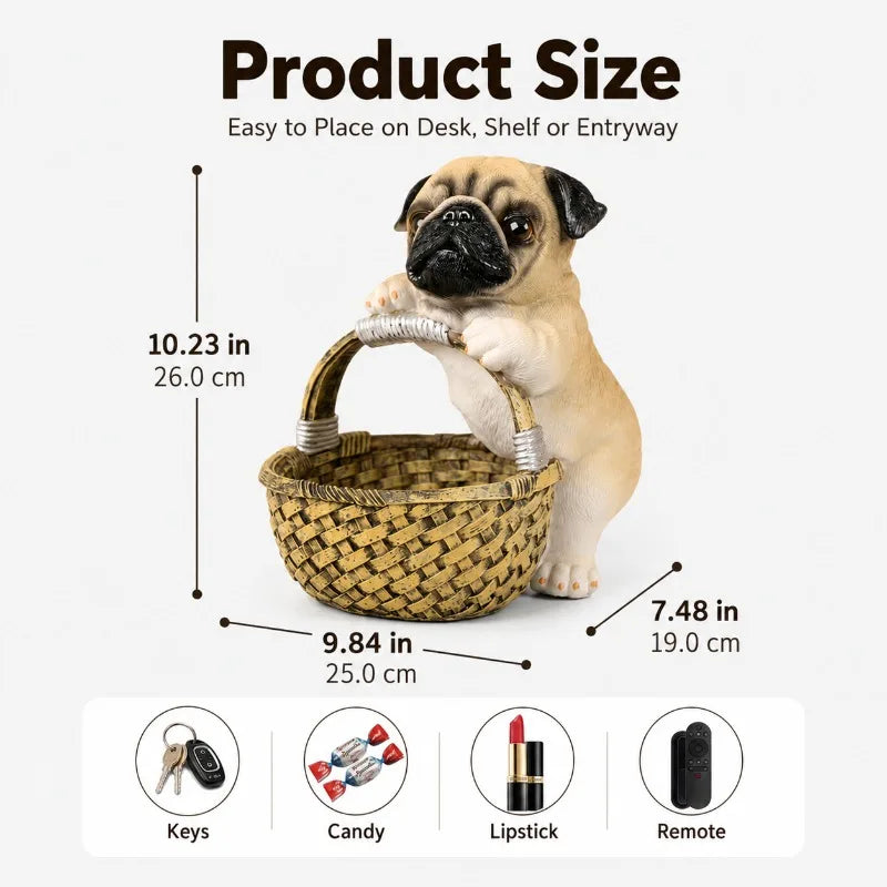 Resin Dog Statue Storage Tray | Key Bowl & Desk Organizer Decorative Storage Tray QXL