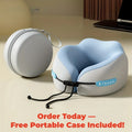 Dual-Peak Memory Foam Travel Neck Pillow with Storage Case Travel Neck Pillow QXL Slate Blue