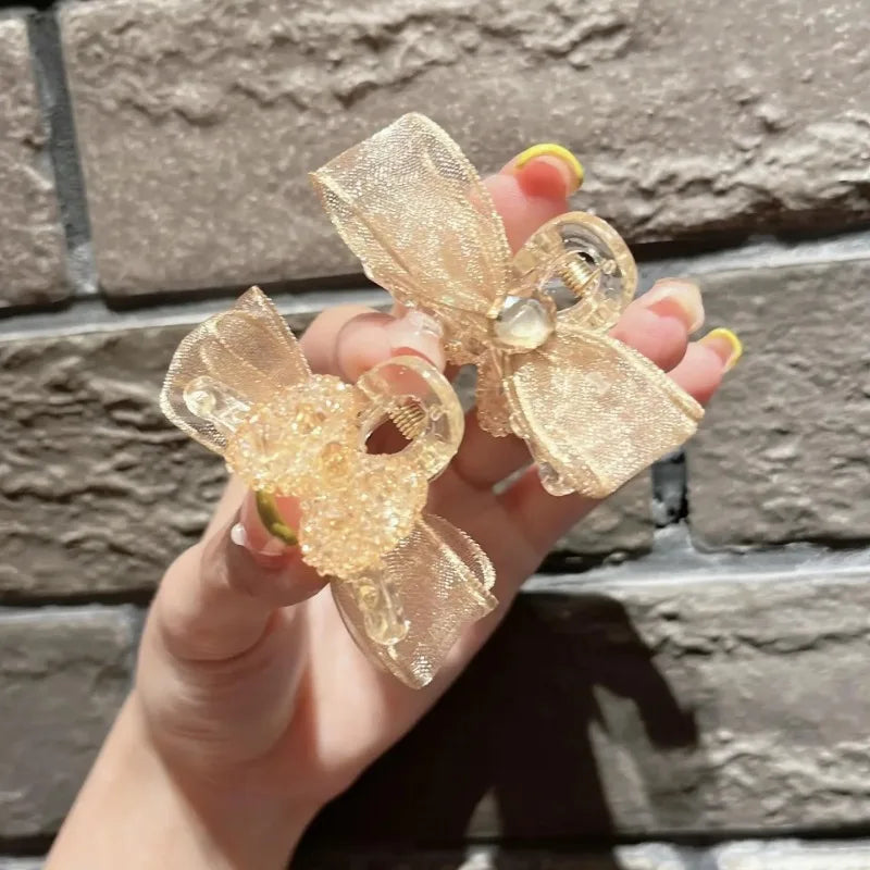 Mesh Bow Vintage Hair Claw Clip | Retro Hairpin for Women Hair Claw Clip QXL