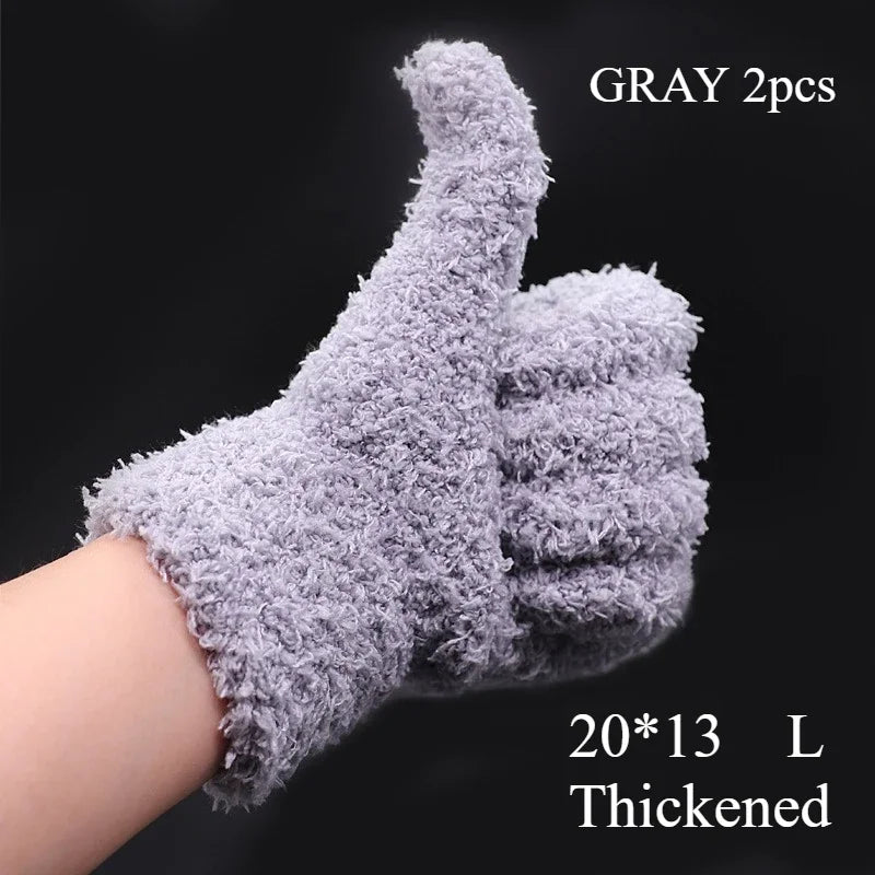 Coral Fleece Knit Gloves – Unisex Autumn Winter Spring Fleece Knit Gloves QXL GRAY a pair L