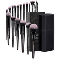 MAANGE 18-Pc Makeup Brush Set with Travel Storage Box Makeup Brush Set QXL Black