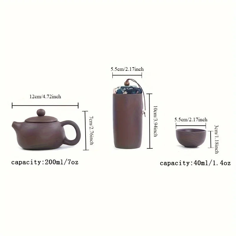 Yixing Purple Clay Tea Set | Teapot, Cups & Tea Tray Tea Set QXL