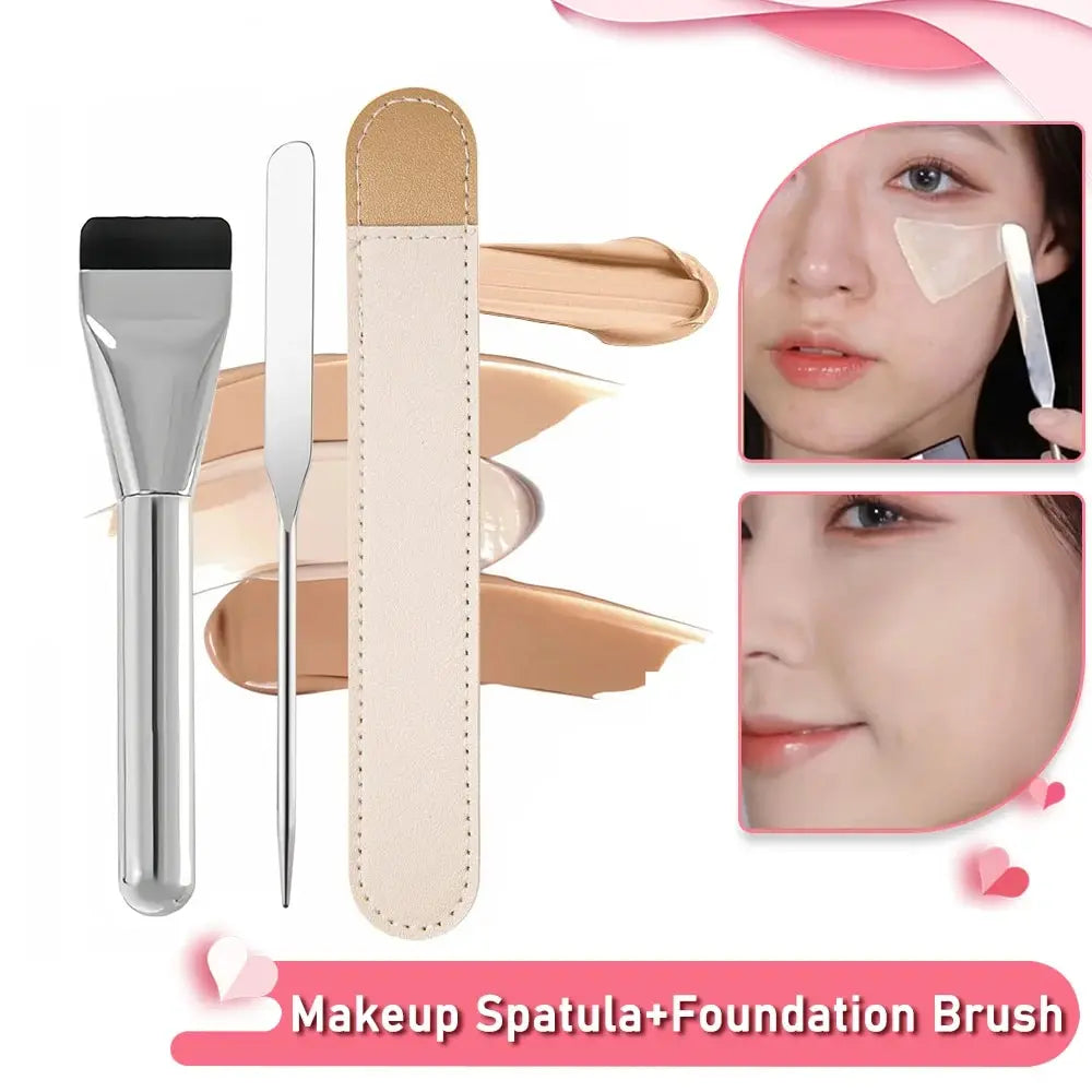 Stainless Steel Makeup Spatula & Brush Mixing Set Makeup Spatula Set QXL
