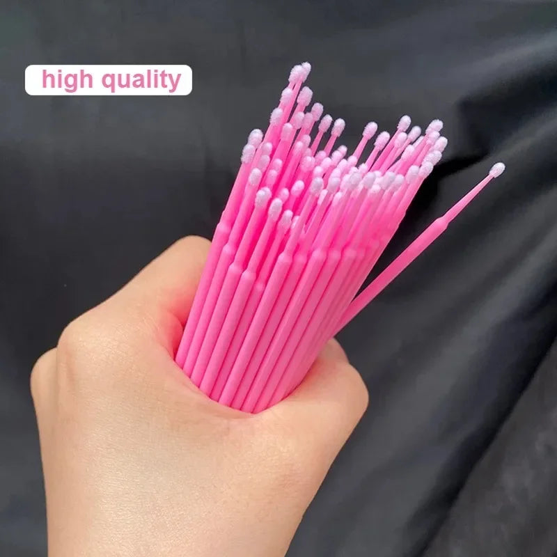 100-Pack Eyelash Extension Micro Cleaning Brushes & Swabs Lash Cleaning Brushes QXL