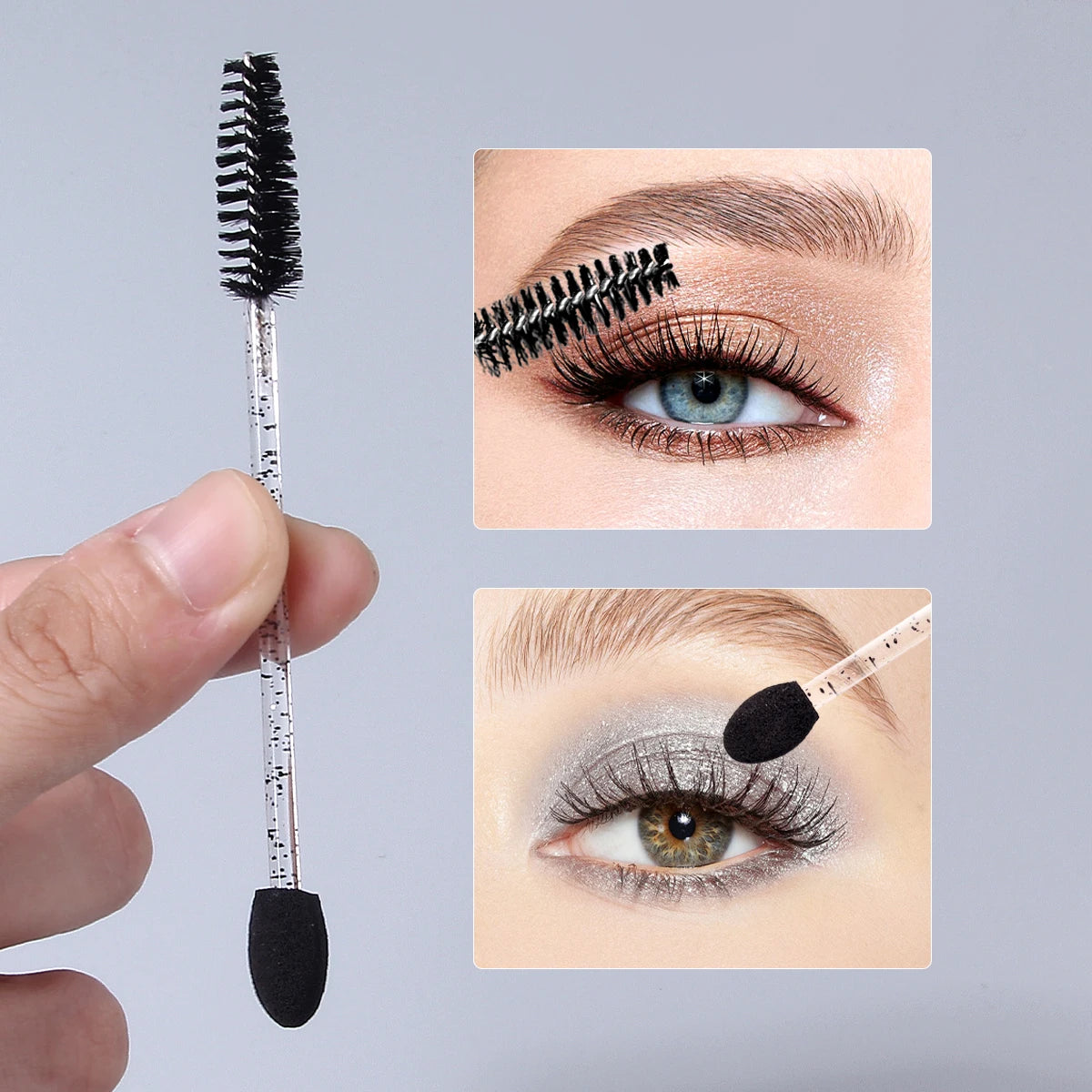 50-Pack Dual-Head Mascara Wands & Eyeshadow Applicators Disposable Makeup Applicator QXL