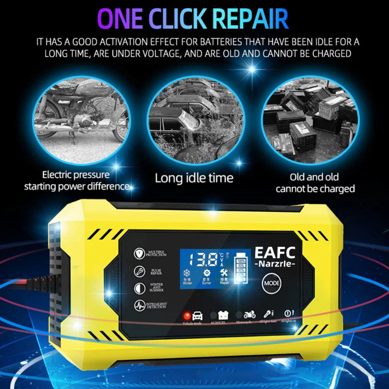 EAFC 12V 6A Smart Battery Charger | Digital Pulse Repair Battery Charger QXL