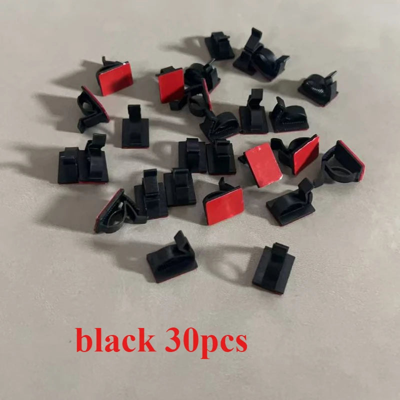 30-Pack Cable Management Clips | Wire Clamps for PC, Car & Wall Cable Management Clips QXL black 30pcs