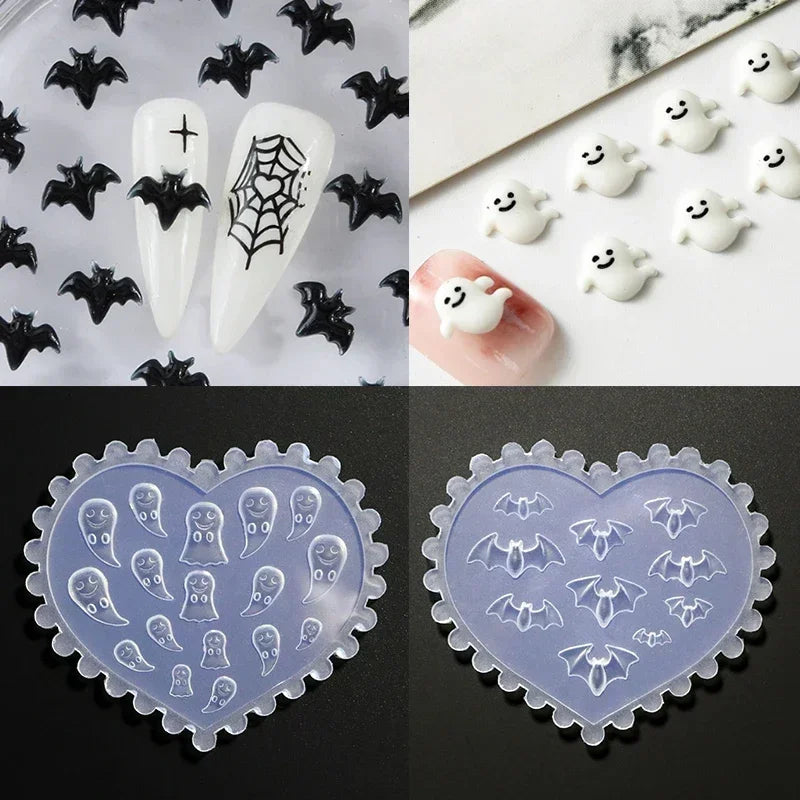3D Ghost & Bat Silicone Nail Art Mold | UV Gel DIY Carving Nail Art Mold QXL