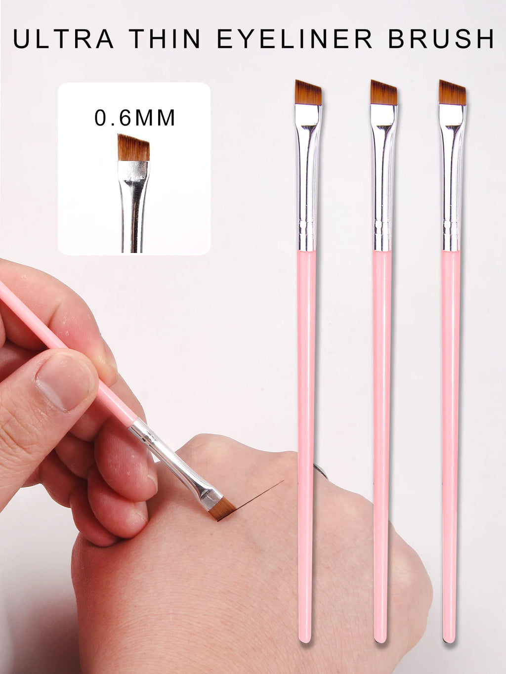 KOSSHOW 3-Pc Ultra Thin Eyeliner & Eyebrow Brush Set Eyeliner Brush Set QXL