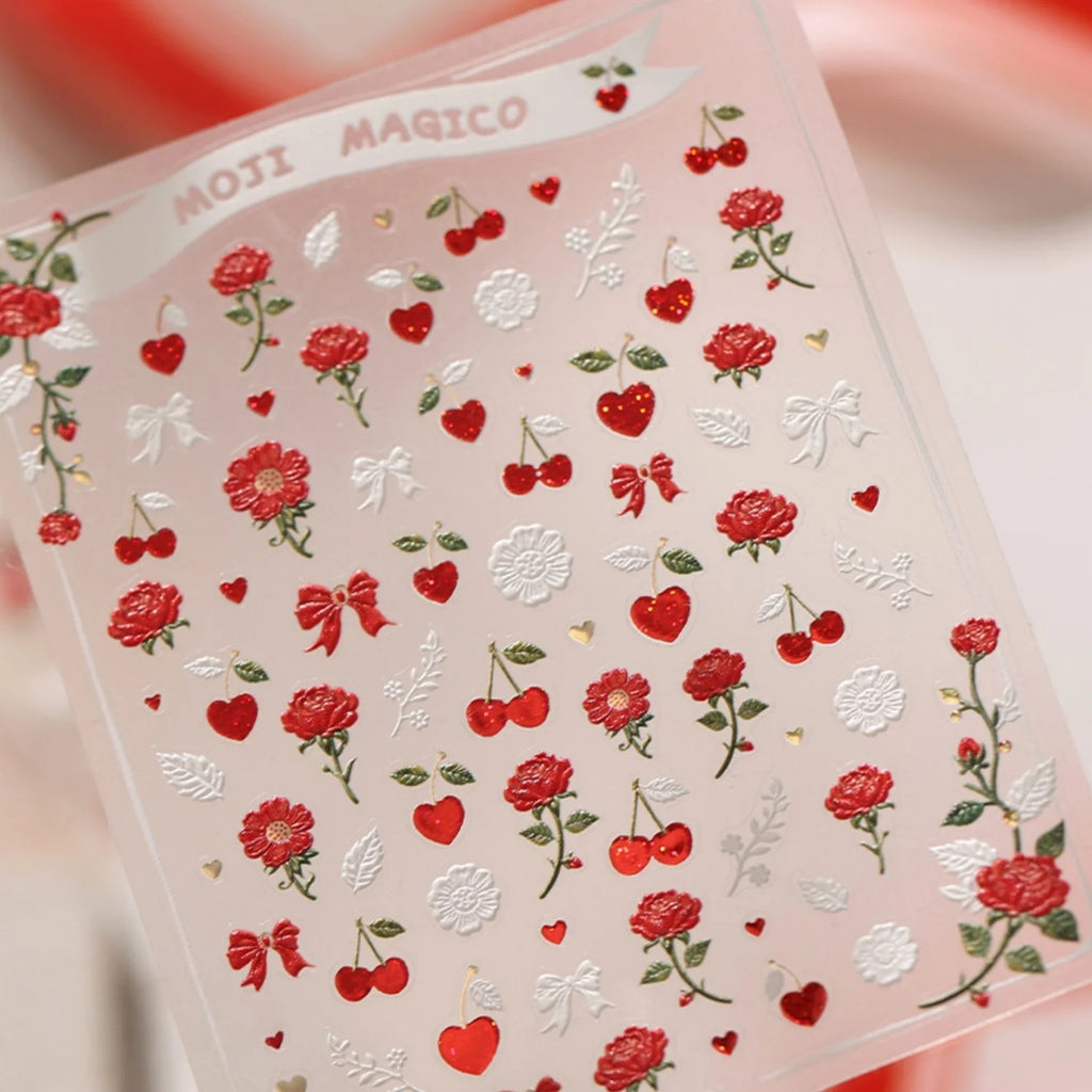 5D Vintage Rose & Bow Nail Art Stickers | Self-Adhesive Decals Nail Art Stickers QXL