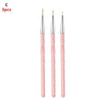 3-Piece Nail Art Liner Brush Set | Fine Detail UV Gel Nail Art Liner Brush QXL C