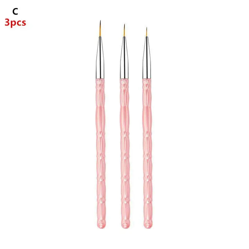 3-Piece Nail Art Liner Brush Set | Fine Detail UV Gel Nail Art Liner Brush QXL C