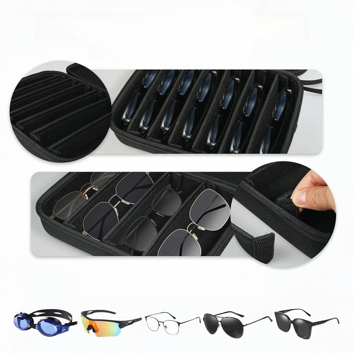 Large Capacity EVA Sunglasses Organizer Travel Bag Eyewear Organizer Bag QXL