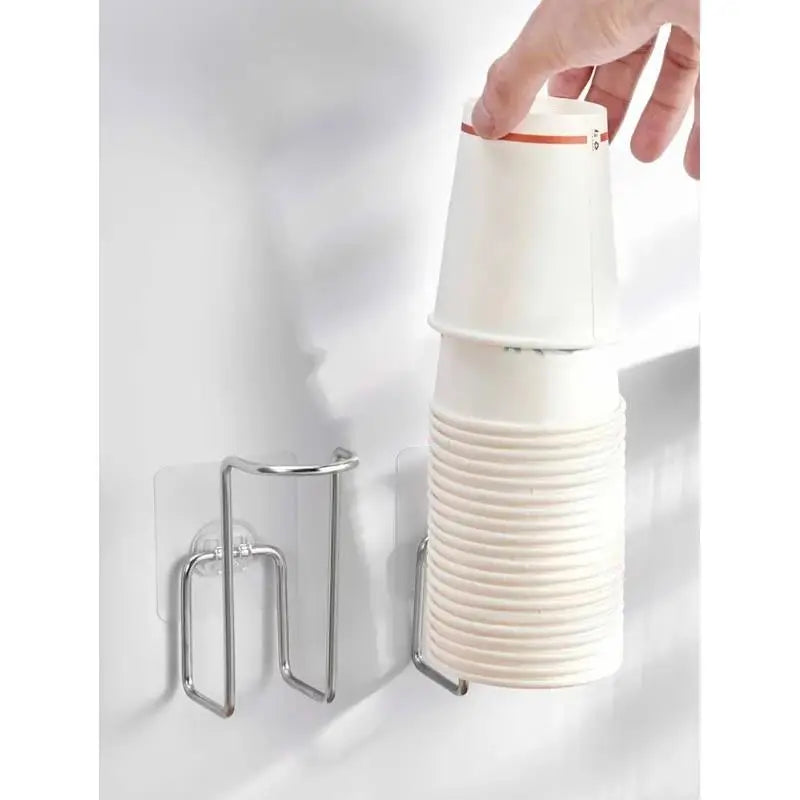 Wall-Mount Stainless Steel Cup Holder – No Drill Required Wall Cup Holder QXL