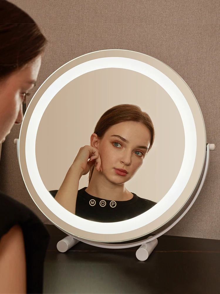 LED Circular Makeup Mirror | Desktop Vanity Mirror with Lights LED Vanity Mirror QXL
