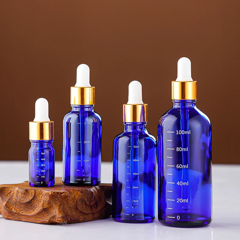 Blue Glass Dropper Bottles 5ml–100ml | Graduated Scale Glass Dropper Bottle QXL
