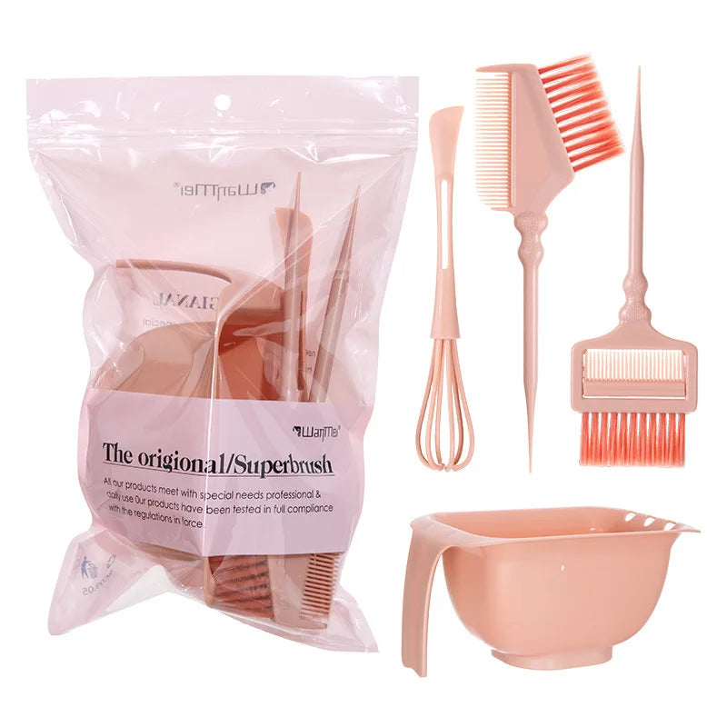 4-Piece Hair Dye Set – Tinting Bowl, Brush & Stirrer Kit Hair Dye Tool Set QXL 4pcs Pink Set