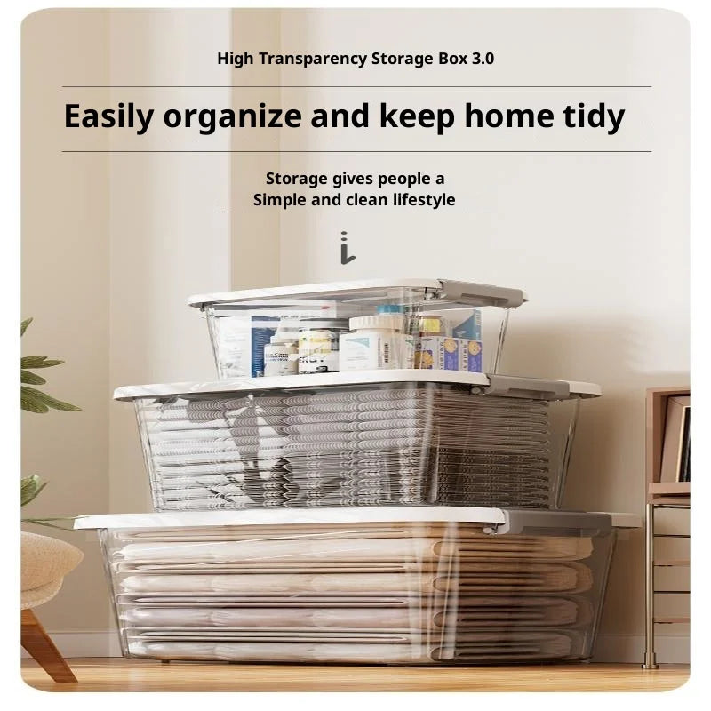 Transparent Plastic Storage Box with Lid | Stackable Plastic Storage Box QXL