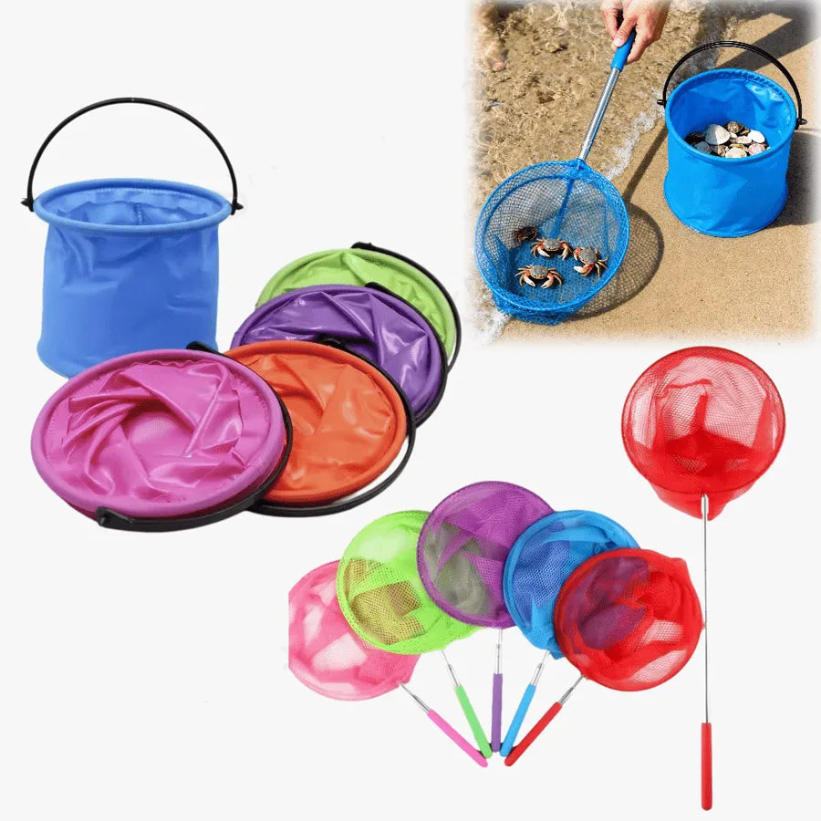 2-in-1 Kids Fishing Net & Foldable Bucket | Outdoor Toy Set Kids Outdoor Toy Set QXL