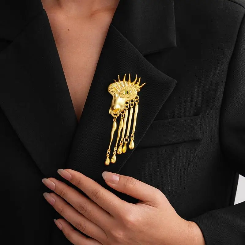 Devil Eye Enamel Brooch | Alloy Tassel Lapel Pin Vintage Badge Enamel Lapel Brooch QXL