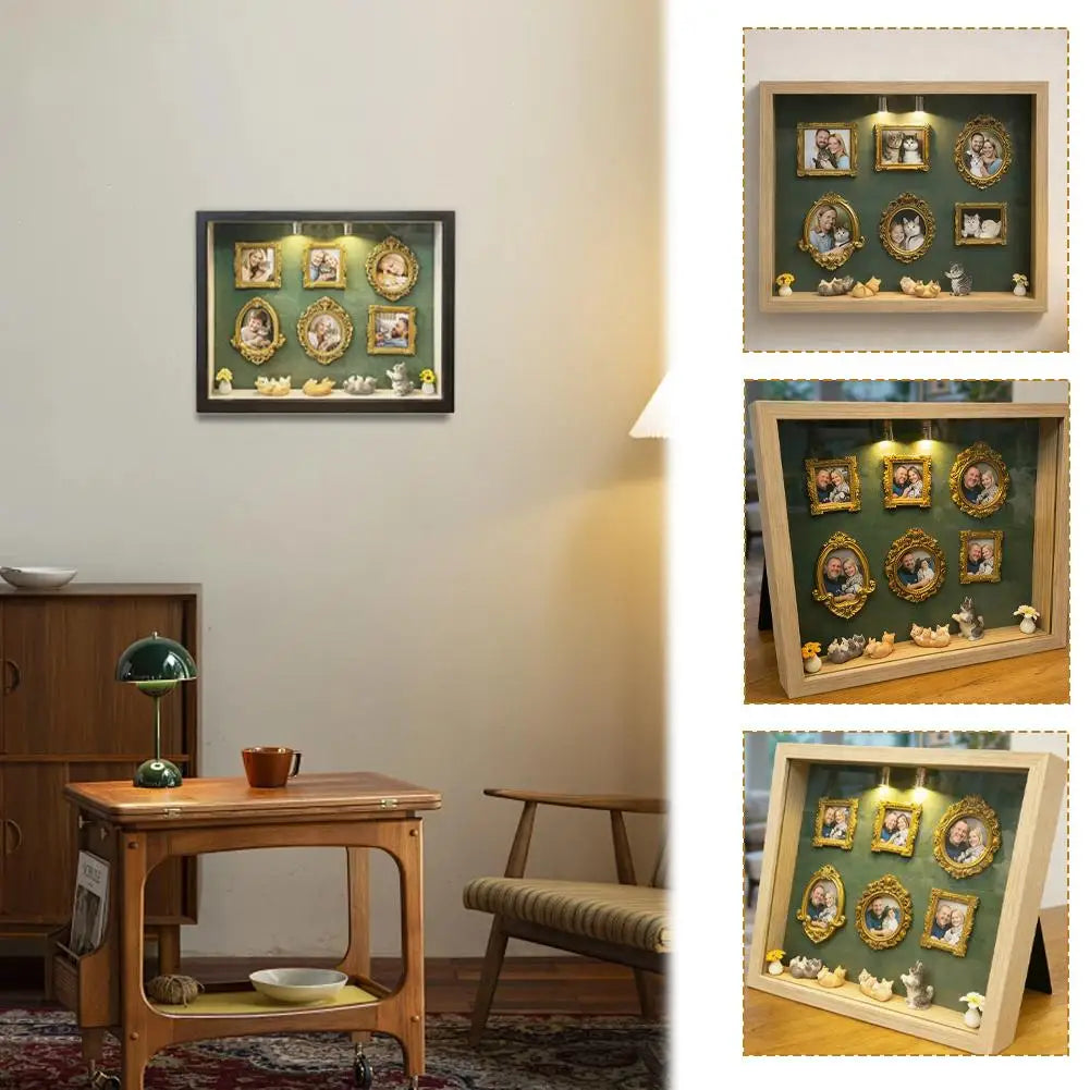 Mini Museum Silhouette Memory Box | Gold Frame Photo Display Memory Display Box QXL