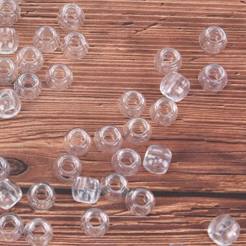 100-Pack Transparent Dreadlock Beads Hair Braid Cuffs 6mm Hair Braid Beads QXL Transparent