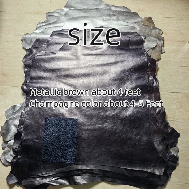 Champagne Gold Metallic Sheepskin Leather 0.8–1mm DIY Bags Leather Craft Fabric QXL