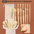 14-Pc Soft Makeup Brush Set with Drawstring Pouch | KOSSHOW Makeup Brush Set QXL YELLOW