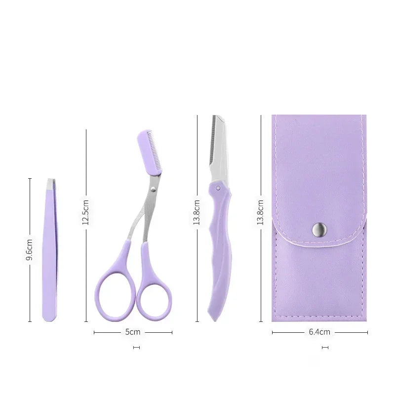 3-Piece Eyebrow Scissors, Razor & Comb Trimming Set Eyebrow Trimming Set QXL