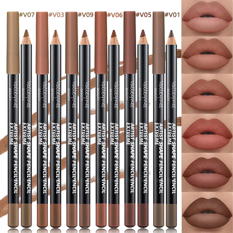 6-Pc Matte Waterproof Lip Liner & Lipstick Combo Set Lip Liner & Lipstick Set QXL 6pcs black