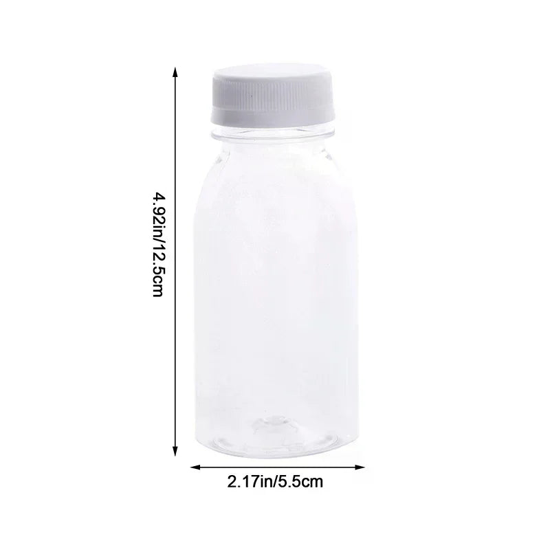 6-Pack 200ml Clear PET Plastic Bottles with Lids | Kids & Café Plastic Drink Bottles QXL