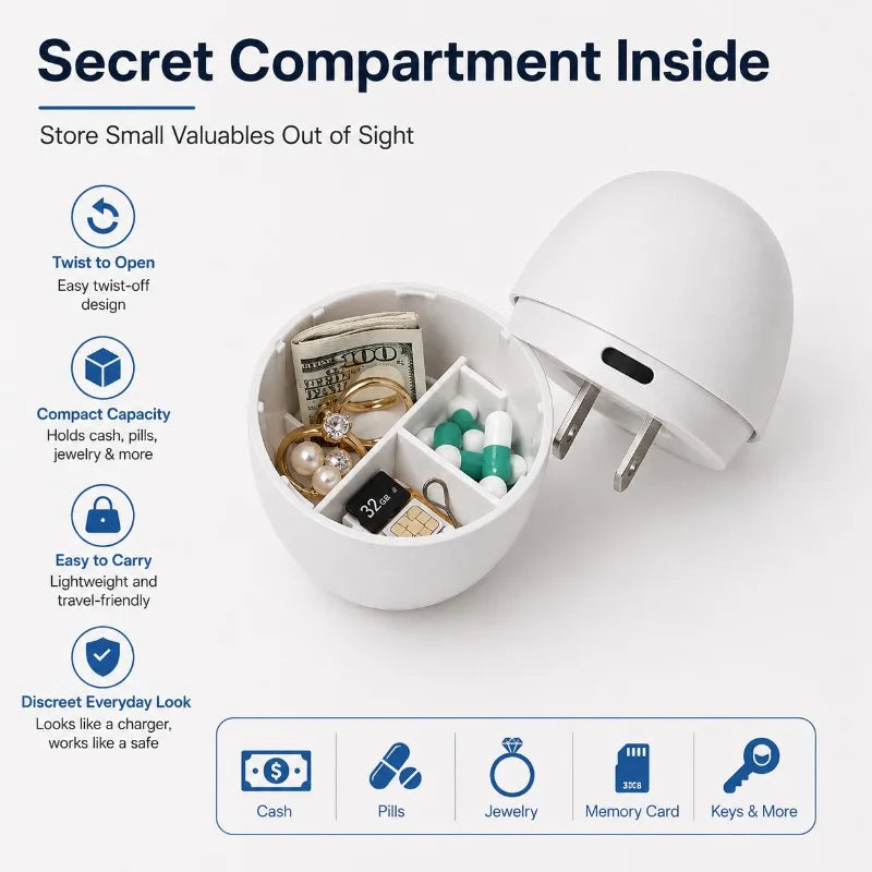 Egg-Shaped Hidden Storage Charger Shell | Secret Stash Hidden Storage Container QXL