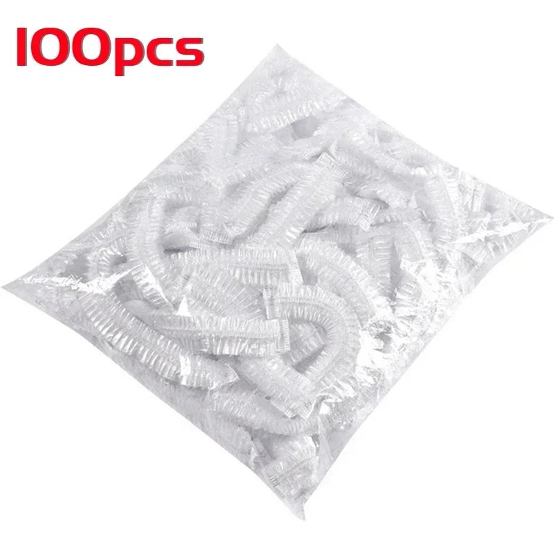 100-Pack Disposable Shower Caps | Waterproof Elastic Hair Caps Disposable Shower Cap QXL M249 100pcs-white