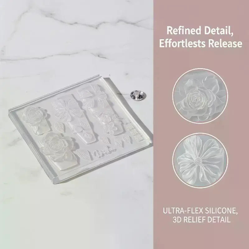 3D Rose Ice Flower Silicone Nail Mold | Resin Carving Mold Silicone Nail Mold QXL