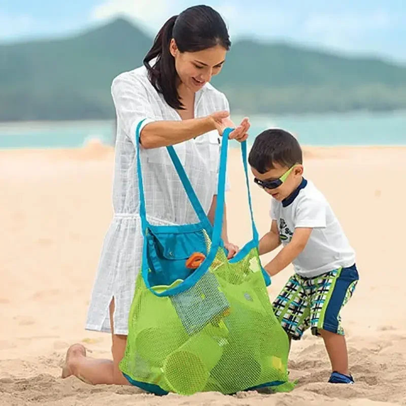 Large Mesh Beach Bag – Sand-Free Tote for Towels & Toys Mesh Beach Tote QXL B228 Green