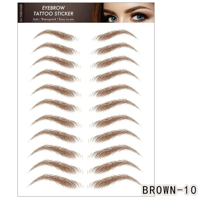 6D Waterproof Hair-Like Eyebrow Tattoo Stickers | Easy Brow Eyebrow Tattoo Stickers QXL BROWN-10