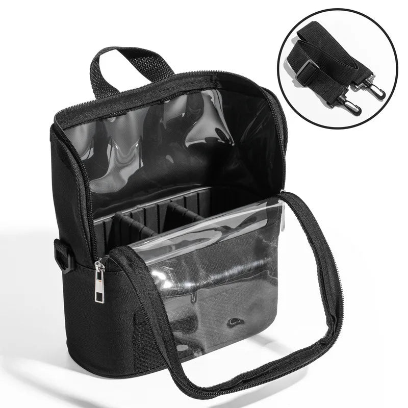 Black Detachable Cosmetic Bag | Crossbody & Brush Organizer Cosmetic Brush Bag QXL 1 piece