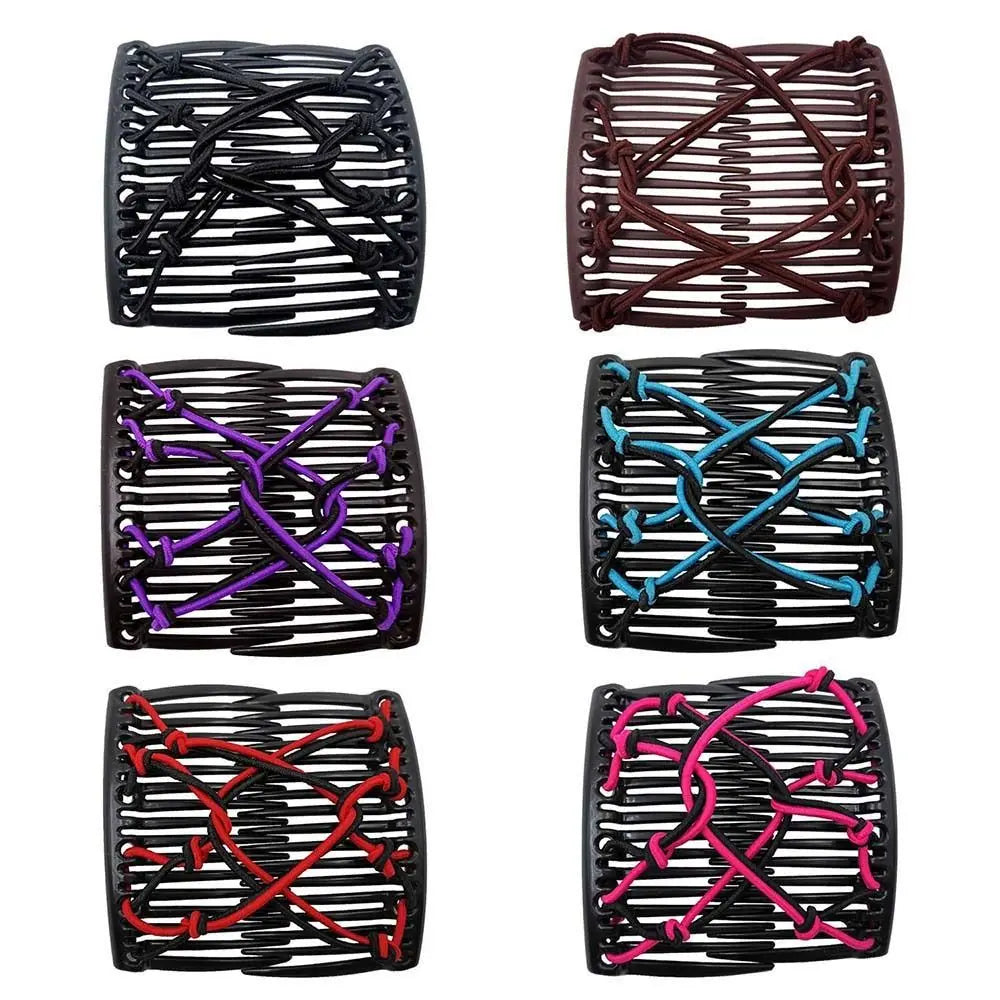 6-Color Elastic Rope Pan Hair Clips | Strong Hold Lazy Comb Pan Hair Clip QXL MULTICOLOR