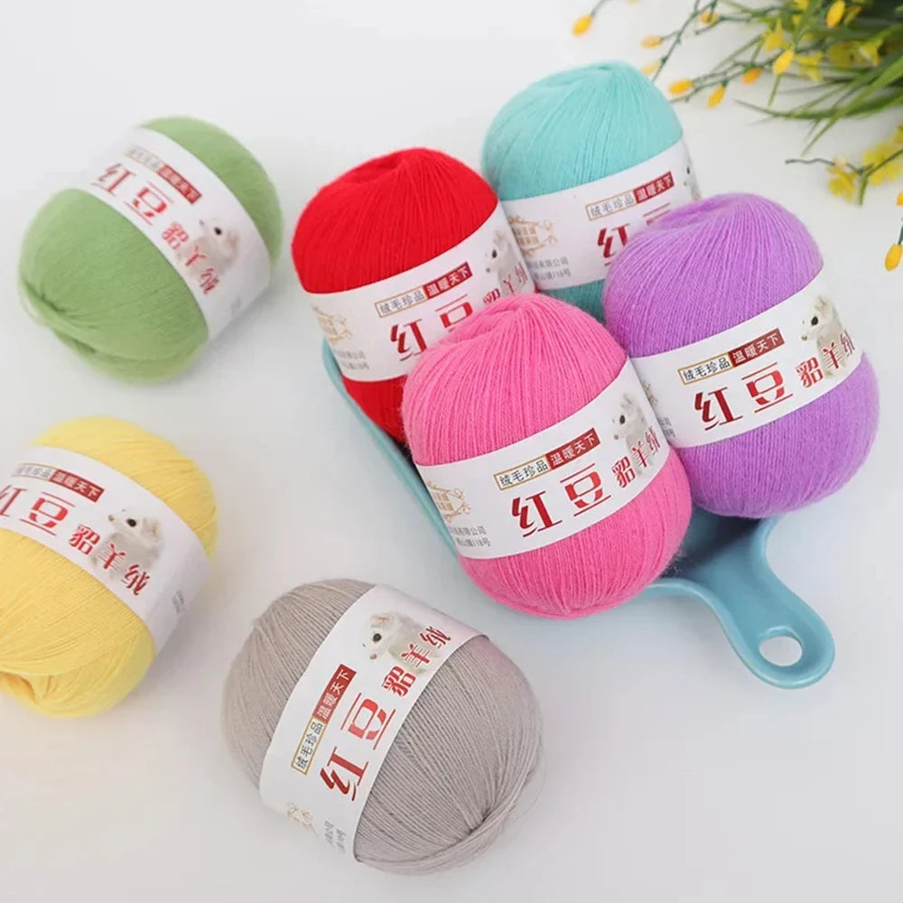 Red Bean Cashmere Mohair Blend Yarn | Knit & Crochet DIY Craft Knitting Yarn QXL