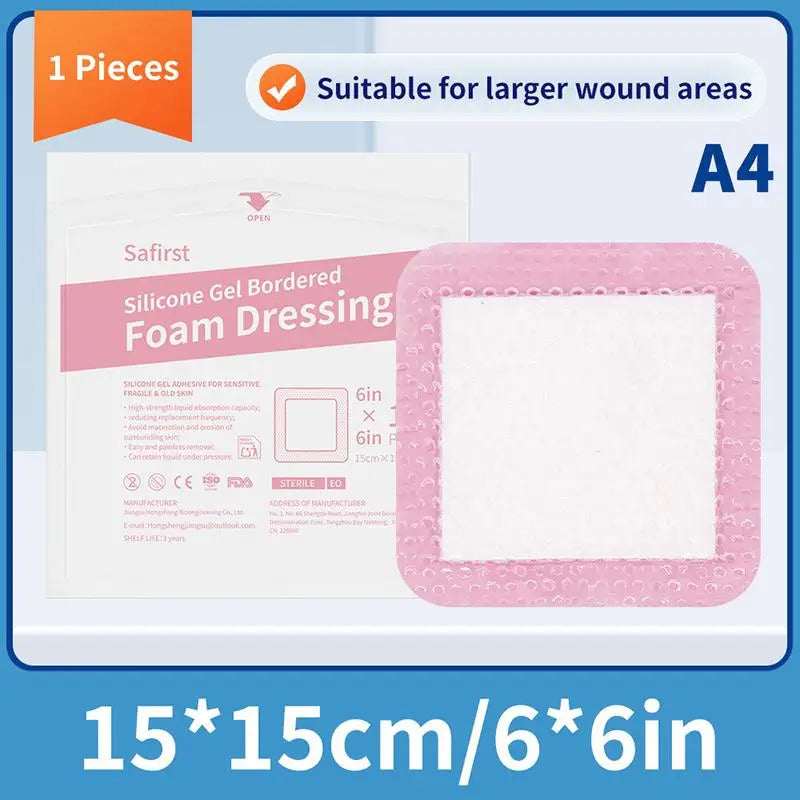 Silicone Foam Adhesive Dressing Pad | Waterproof & Breathable Foam Wound Dressing QXL A4