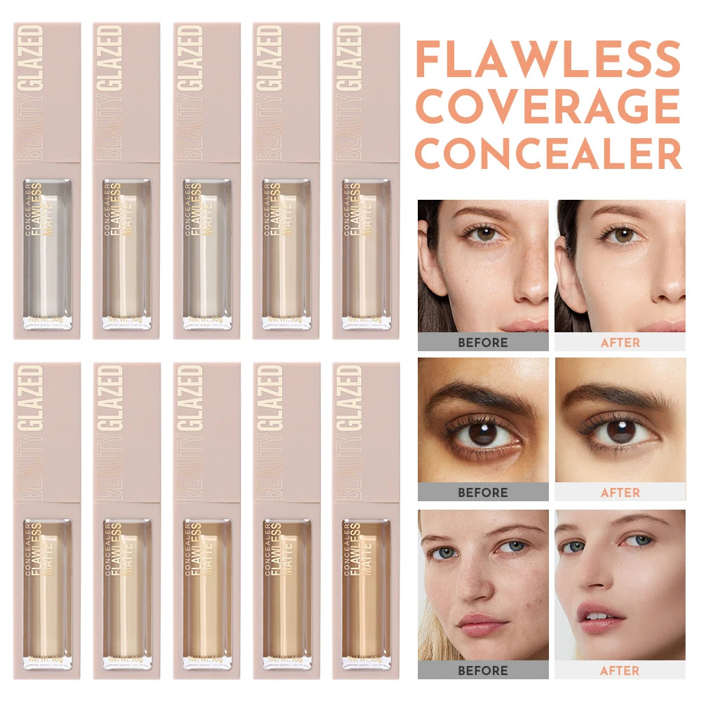 Beauty Glazed 10-Shade Matte Liquid Concealer | Full Coverage Liquid Concealer QXL