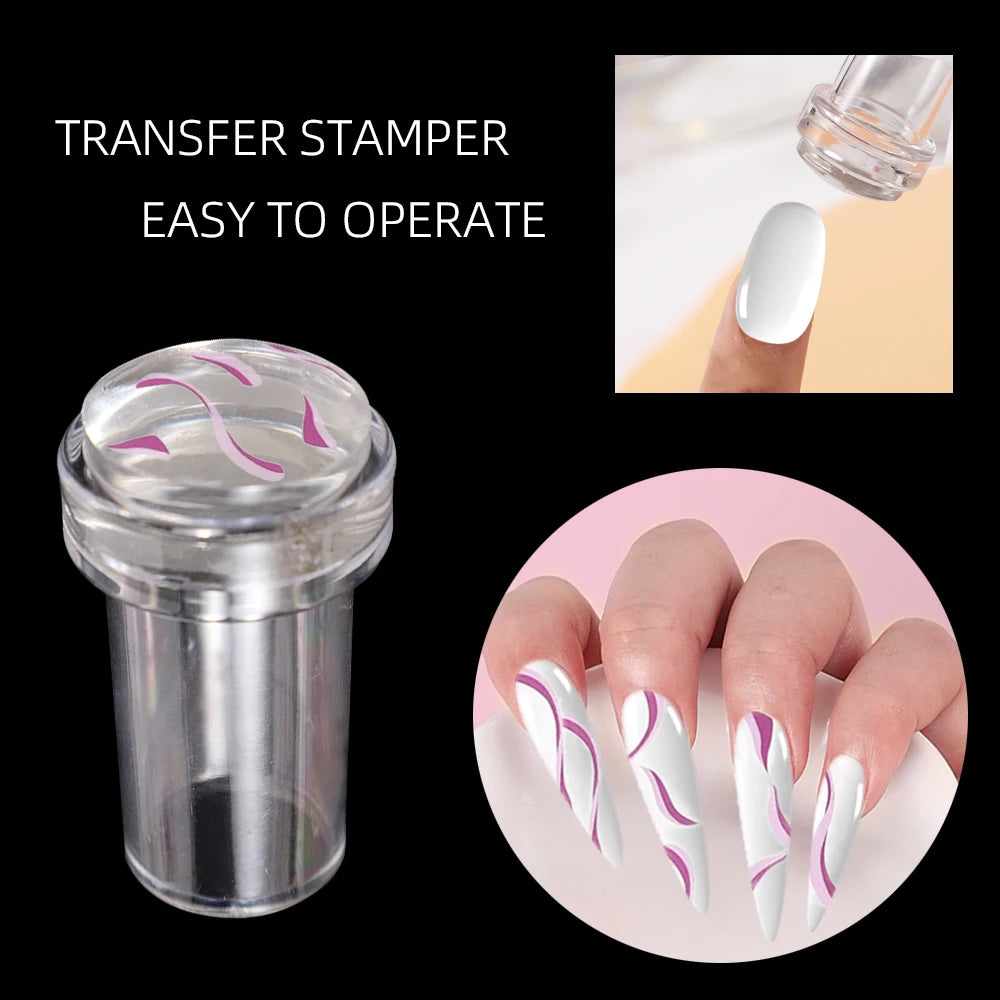 Transparent Nail Stamper & Scraper | French Manicure Tool Nail Art Stamper QXL